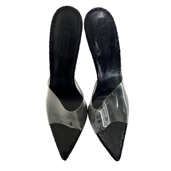 FEMME Gianni Mules in Black Clear - Picture 1 of 9